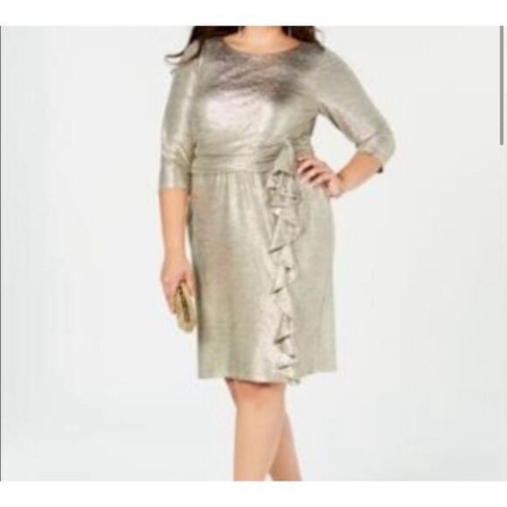 Jessica Howard party gold sparkle formal cocktail knee length dress size 22